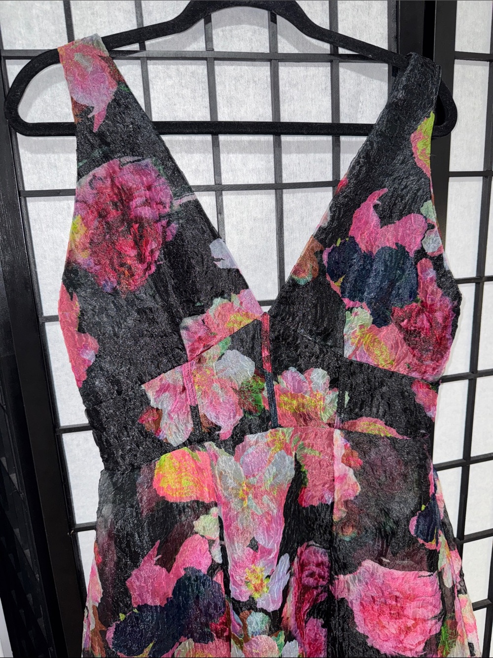 Monique Lhuillier Giselle Floral Organza Midi Dress Size 8 - Picture 9 of 14